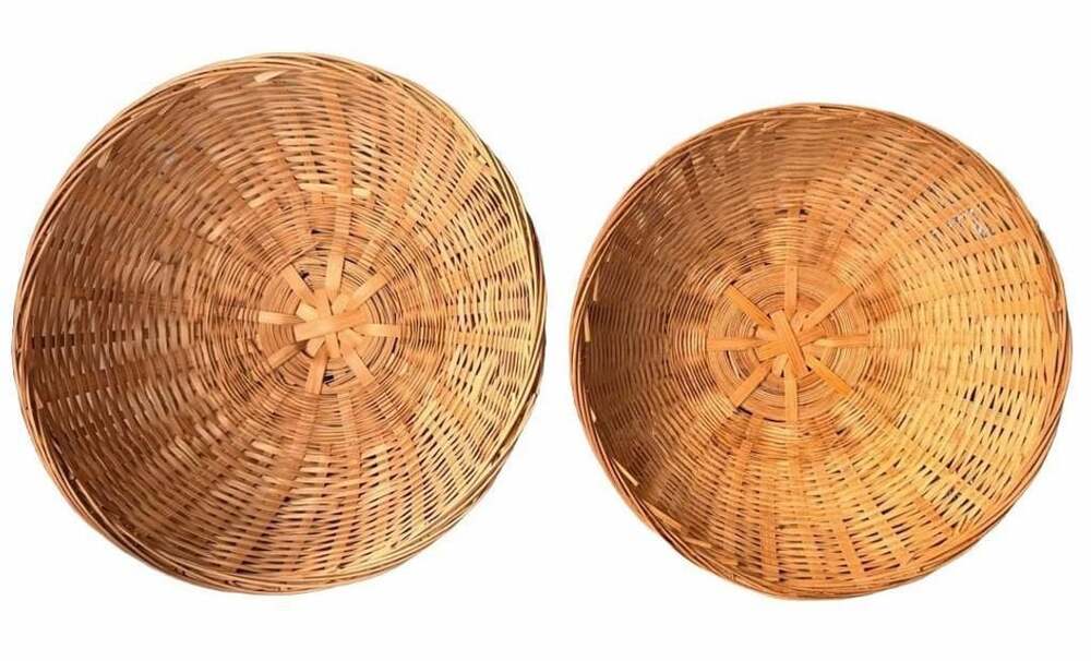 Unbranded Woven Bamboo Round Basket Set Tan